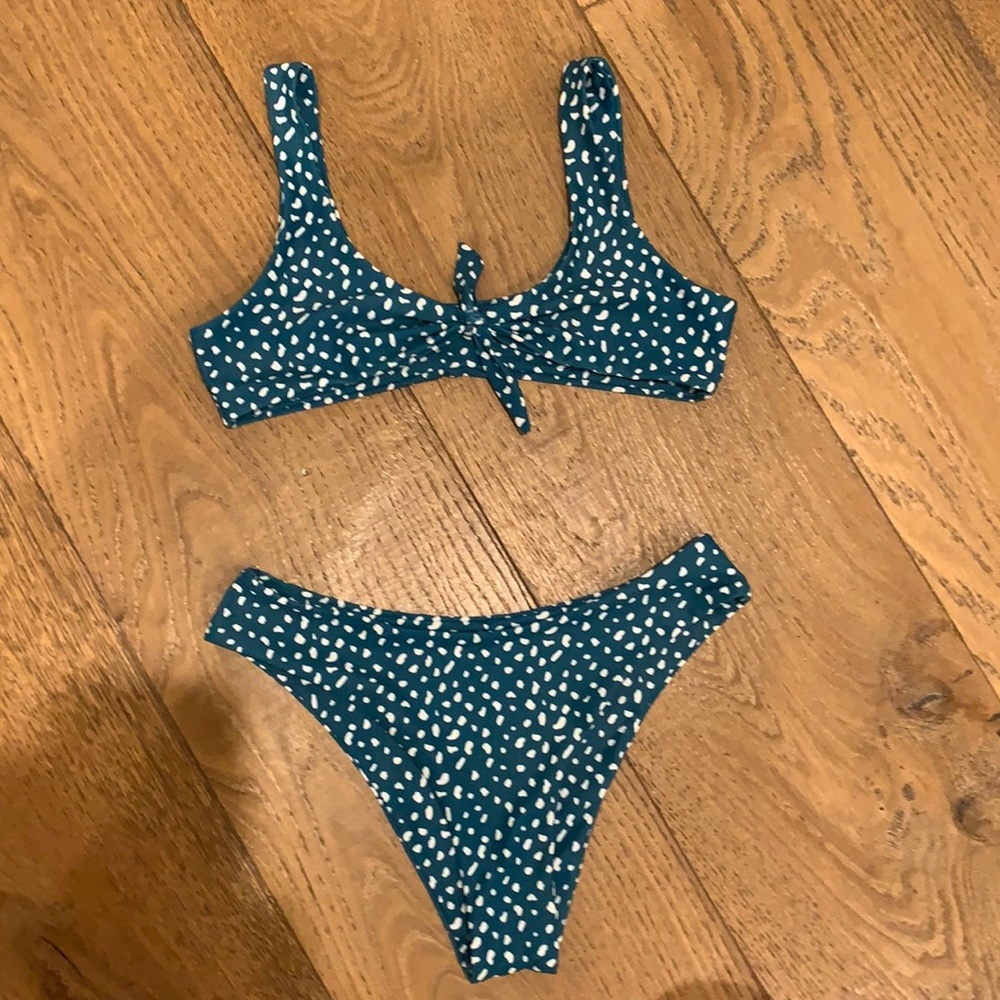 Ditsy Green And White Bikini